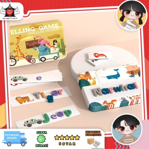 Mainan spelling game kaleng, Mainan cocokkan kata, word matching toys