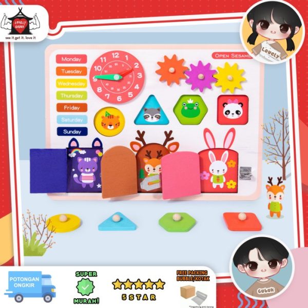 Puzzle kunci pintu bentuk anak, Open sesame busy lock