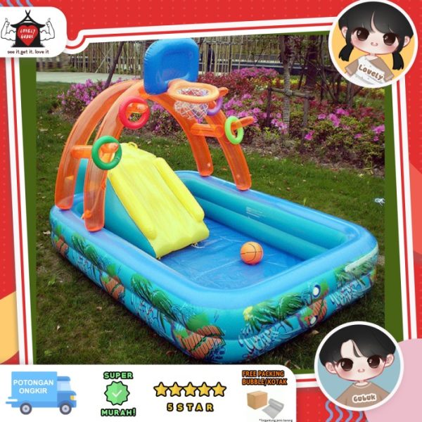 Kolam renang seluncuran ring basket anak, Splash pool inflatable