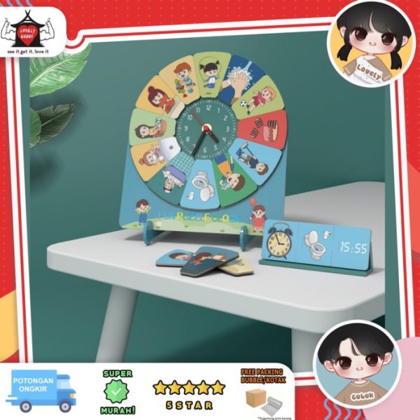 Mainan fun puzzle clock, Jam Meja Puzzle Time table, scheduler game