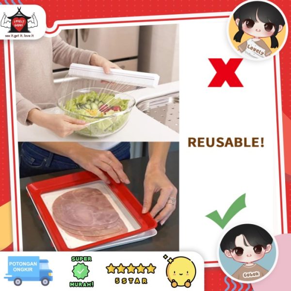 Clever tray, Food tray, Nampan makan dengan cling wrap reusable