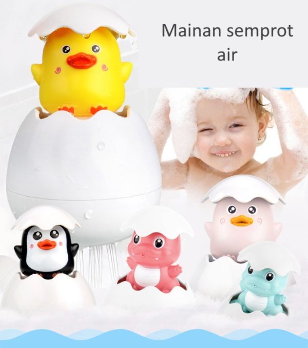 Mainan mandi semprot air hujan anak, Duck Penguin Dino Egg WaterSpray