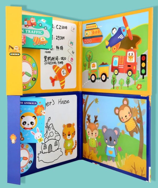 Buku magnetik anak, Magnetic book anak, Buku puzzle papan tulis anak