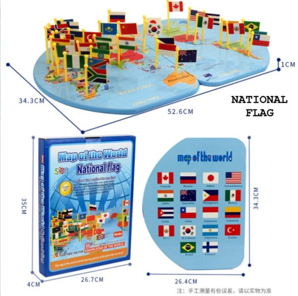 Mainan Map Of The World Knowledge Of The World Peta Dunia Bendera kayu