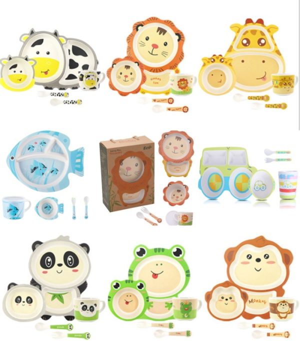 Bamboo kids set, Piring mangkok bambu anak, peralatan makan anak