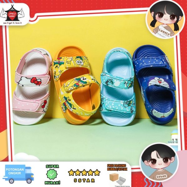 Sandal gunung anak,Sandal sepatu hello kitty doraemon spongebob velcro