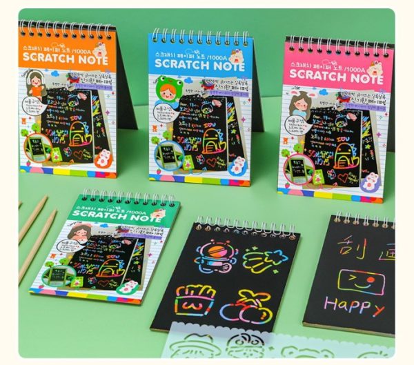 Buku coret warna warni, Scratch Note Rainbow Gosok Gambar