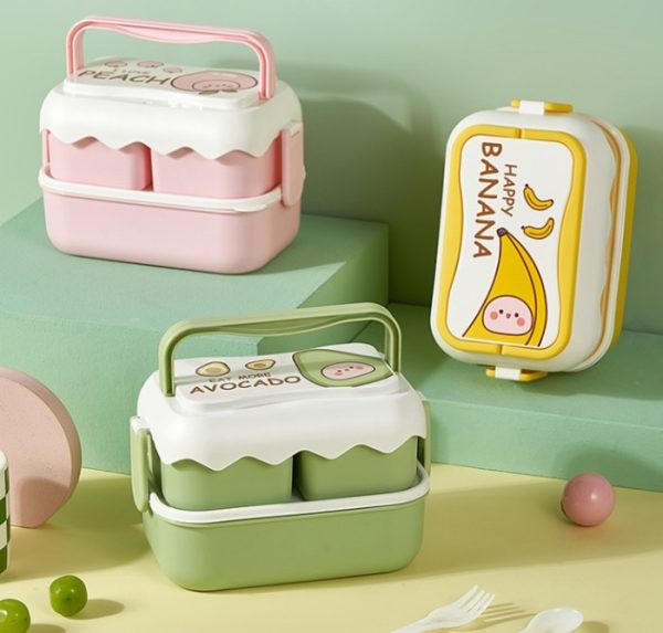 Kotak bekal 2 tingkat lucu, Children lunch box 2 tier, Bento box Buah