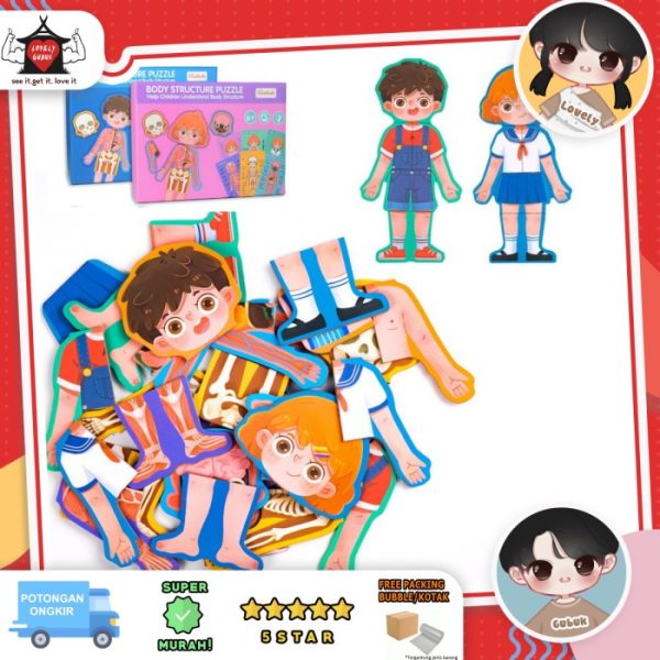 Mainan puzzle body structure puzzle anak, Edukasi anatomi anak