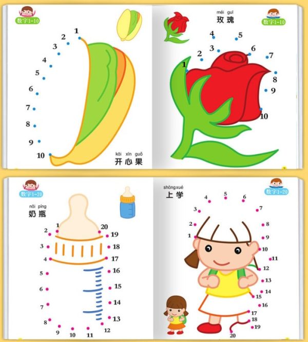 Buku gambar melatih menulis 2 in 1, buku aktifitas connecting dots