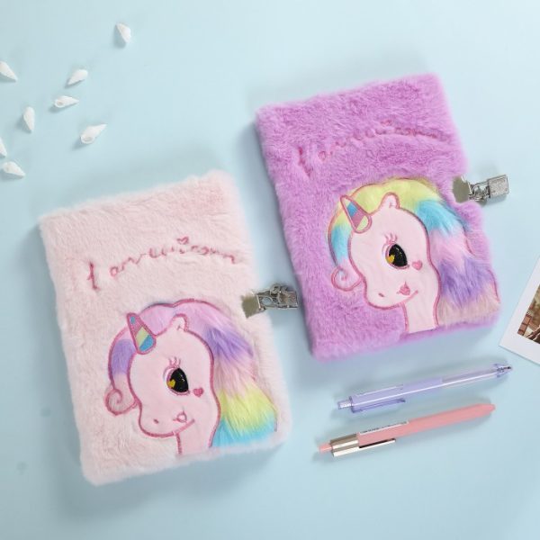 Buku diary lucu unicorn lembut kunci rahasia, Key Lock Diary Book