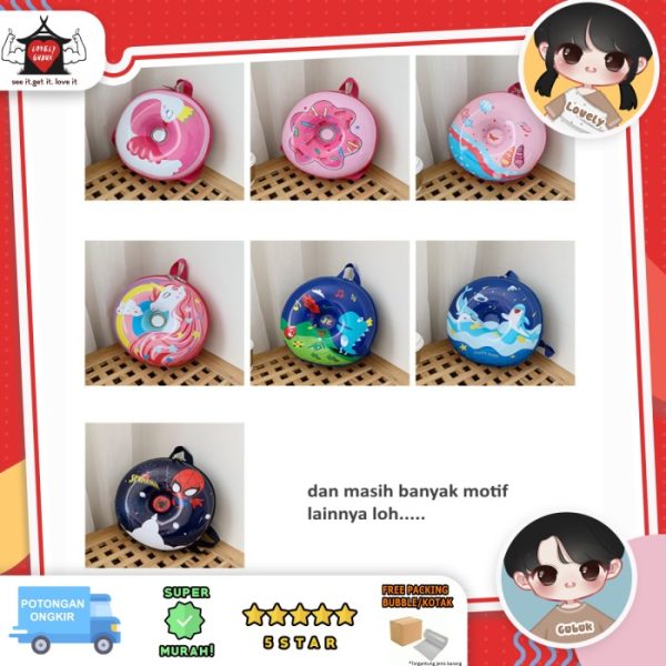 Backpack donat, Tas cakang keras, Tas ransel bulat donat anak part 1