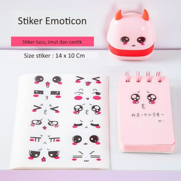 Stiker Semi Transparan Motif Emoji Lucu, Stiker Hiasan buku/benda.