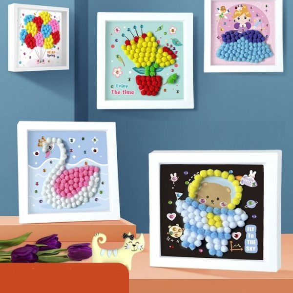 Mainan kerajinan tangan DIY Pom-Pom Frame lucu, Mainan DIY Art Craft