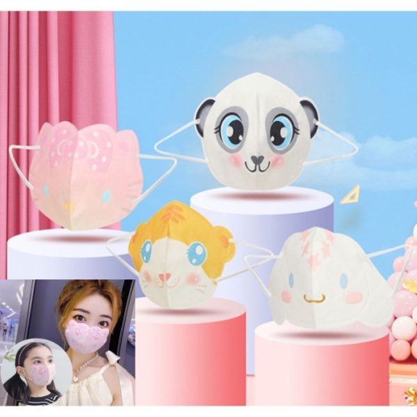 Masker mulut 3D kartun lucu anak, Masker animal kitty kuping,Cute Mask