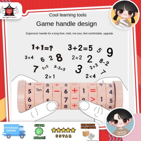 Mainan edukasi belajar matematika, math mixing speed calculator wooden