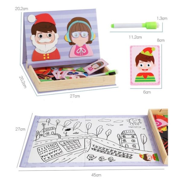 Mainan puzzle magnetik papan tulis, Magnetic puzzle mix and match