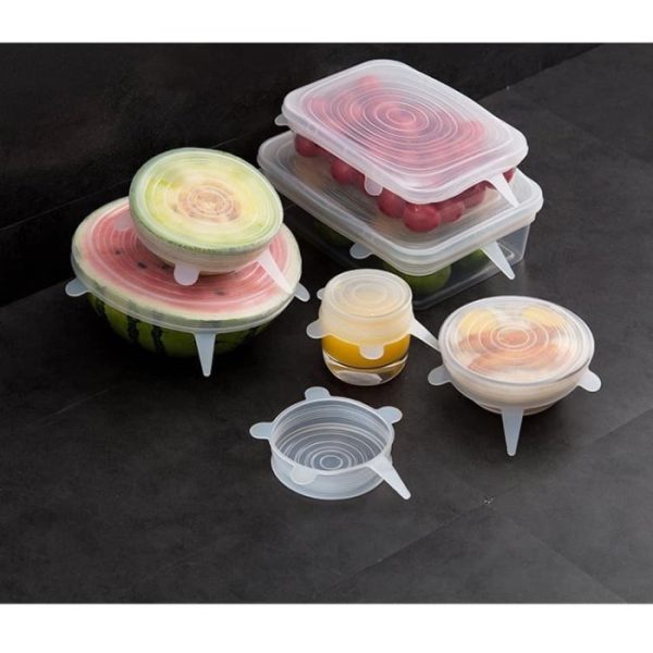 [6pcs] Silikon penutup makanan, Penutup makanan set 6 pcs,Stretch Bowl