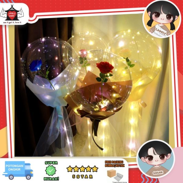 Bunga balon pvc, LED rose bouquet balloon, Hadiah Valentine