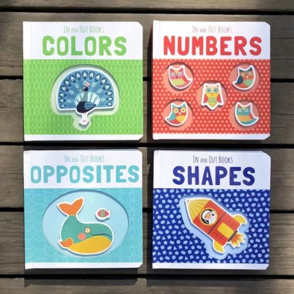 Buku in and out board book, In and Out opposite shape numbers color