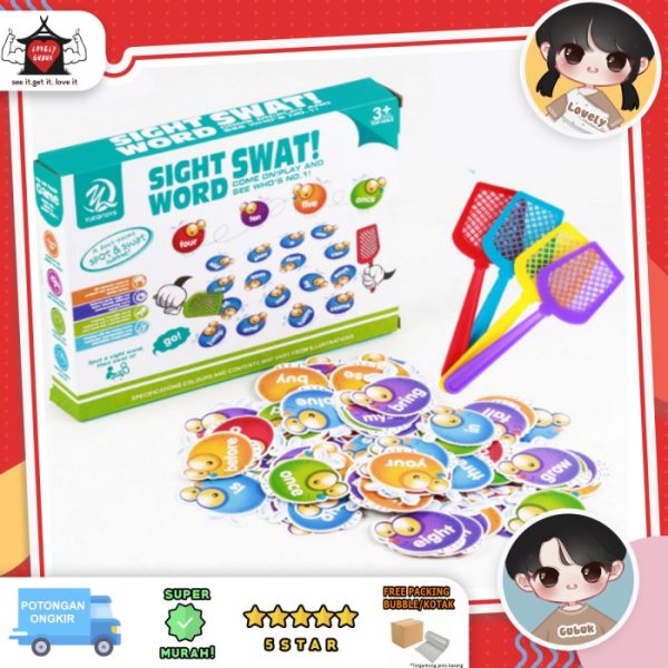 Mainan sight swat words, Mainan edukasi belajar baca tepuk lalat anak