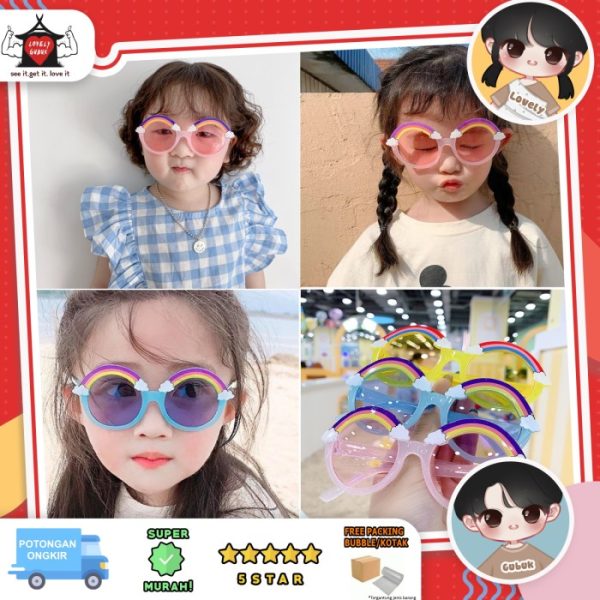 Kacamata pelangi anak, Rainbow sun glasses anak, Sunglass keren anak