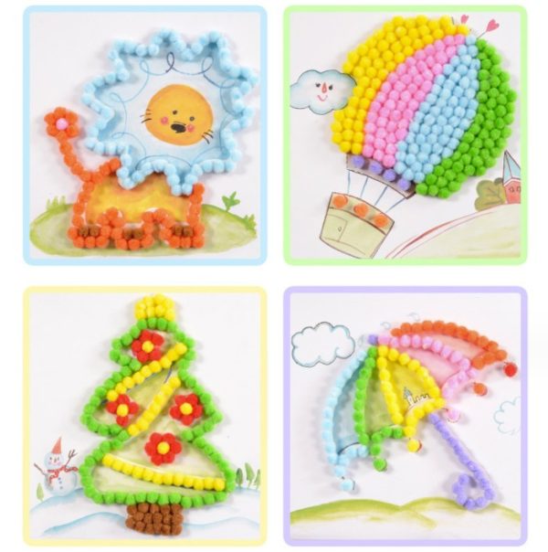 Mainan DIY pom-pom set lucu anak, Art and Craft montessori anak