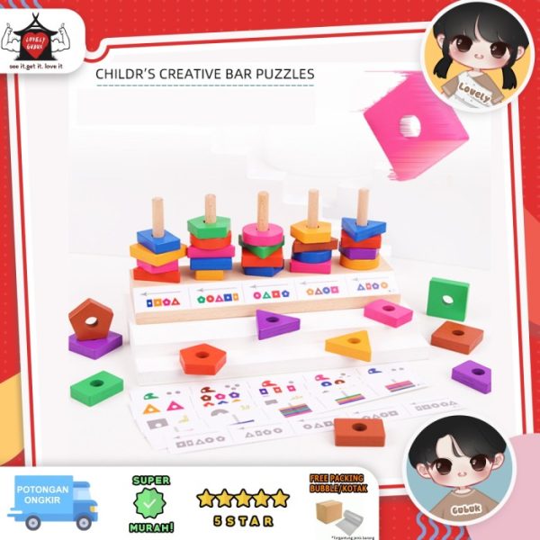 Mainan block matching game, Mainan edukasi konsep arah bentuk warna