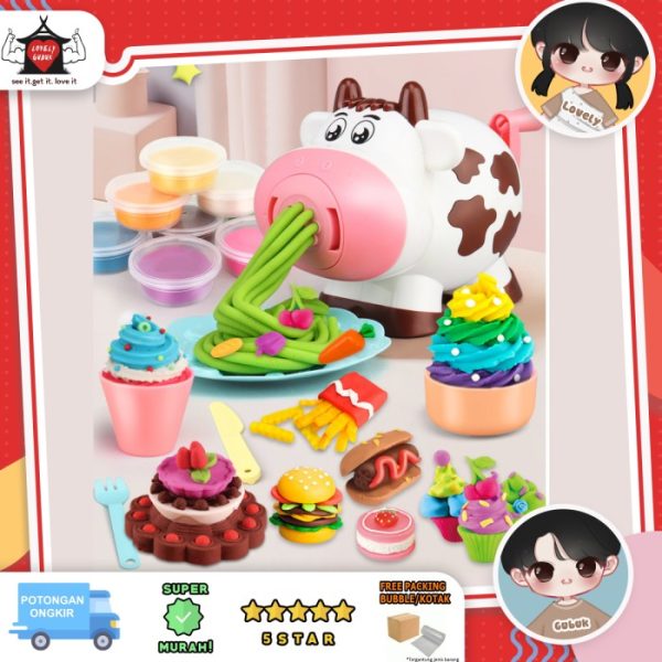 Mainan dream clay cow, Mainan sapi clay tanah lihat set anak