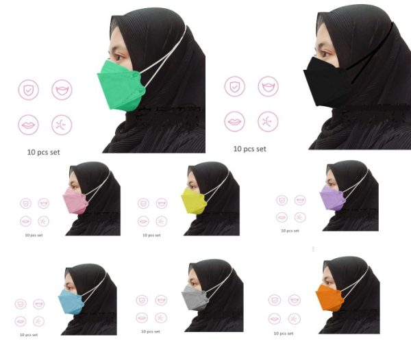 [10pcs] Masker KF94 Hijab, Masker KF94 mulut ikan,Masker stylist