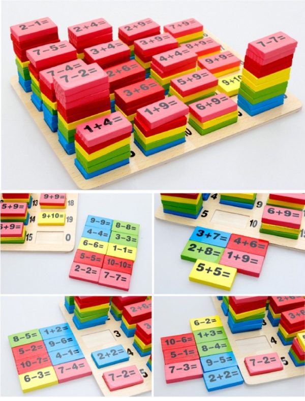 Mainan Matematika Domino, Wooden Educational Toys Mathematics Domino