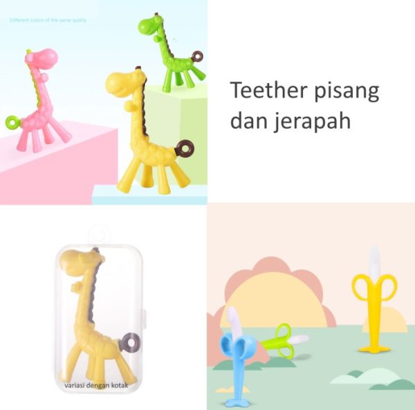 Sikat gigi bayi, baby teether, banana baby tooth teether jerapah