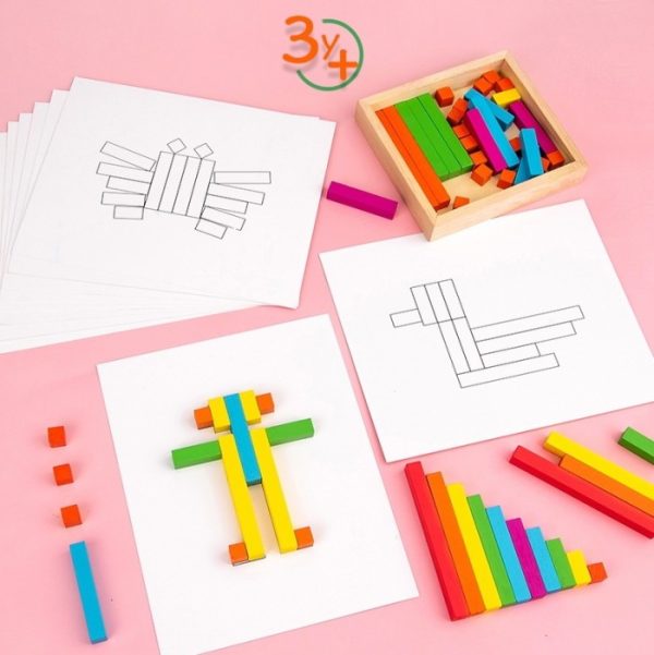 Mainan wooden counting stick, Montessori berhitung matematika