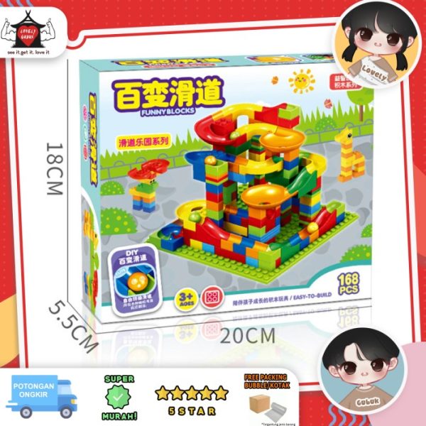 Mainan balok bricks 168 pcs, Mainan lego marble run blok