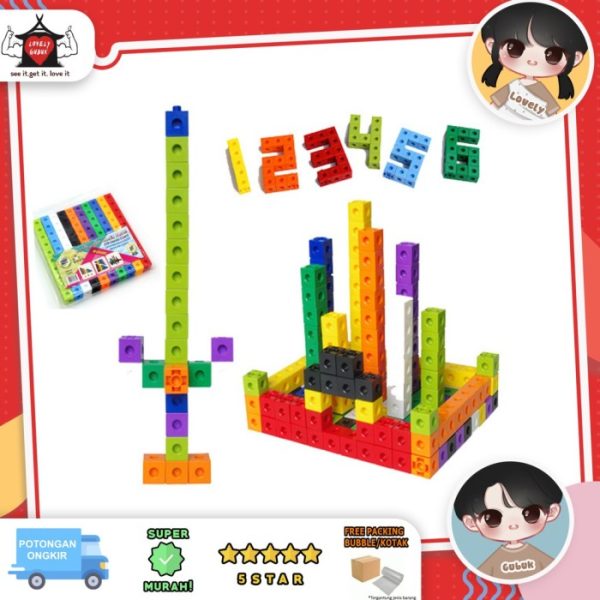 Mainan edukasi linking cubes, math link cube,Balok belajar matematika