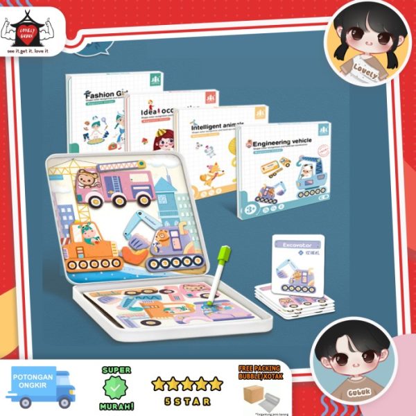 Mainan magnet mix and match kaleng anak, Mix and max magnetic puzzle