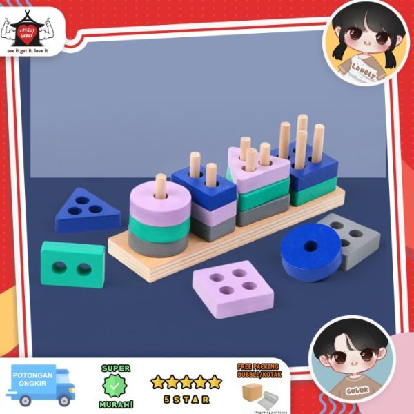 Mainan geometri susun bentuk, Stacker Stacking Sorting Block Shapes