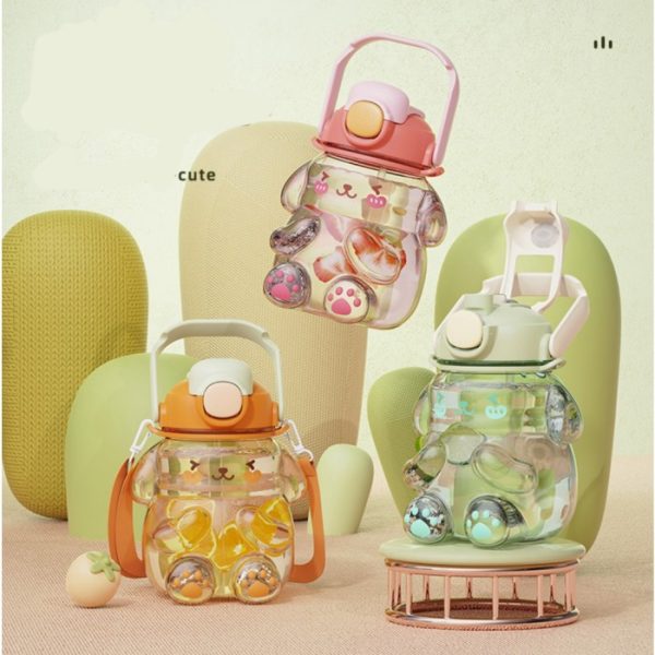 Botol minum pom 1100mL, Cute 3D bear bottle water