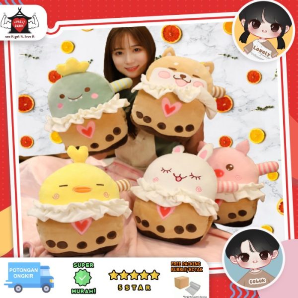 Balmut bubble tea lucu, Boneka Bantal selimut bentuk bubble tea lover