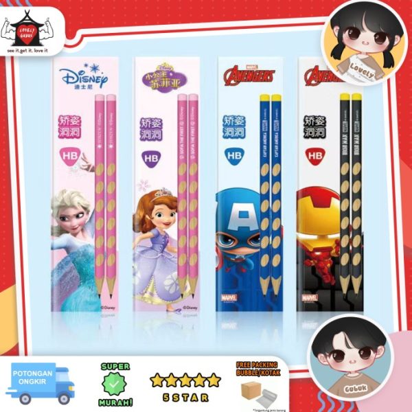 Pensil segitiga frozen iron man kartun anak, Triangular Pencil HB