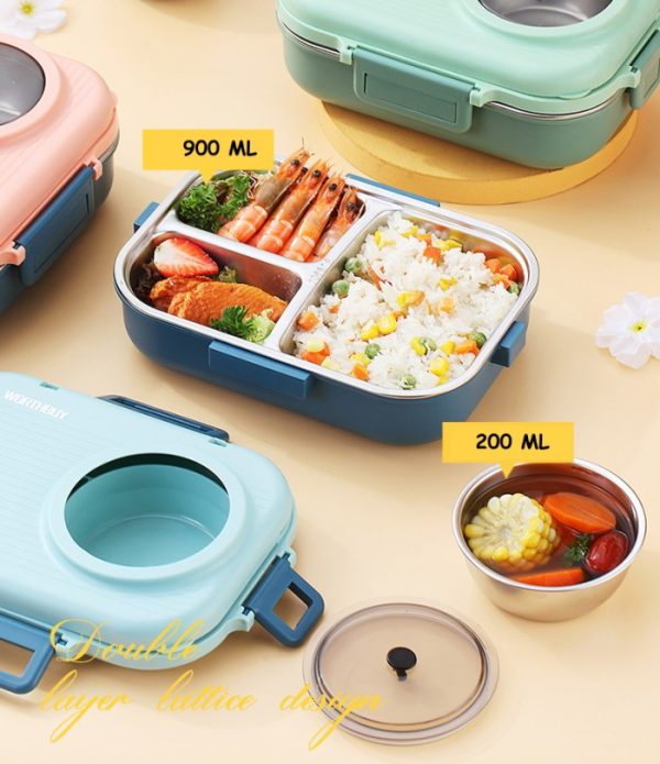 Kotak bekal stainless dengan tempat kuah, Stainless Steel lunch box