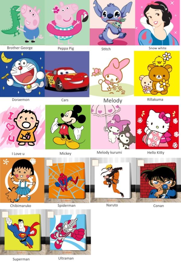 Canvas painting with number, Mewarnai kanvas kartun peppa pig