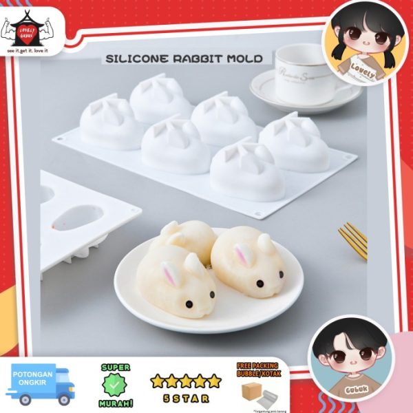 Cetakan silikon bunny, Silicone Bunny Rabbit Mould Jelly Pudding Mould