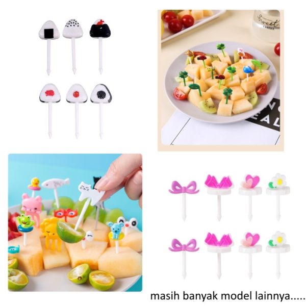 Tusuk gigi lucu bekal, mata, party picks, hiasan bekal bento, garpu