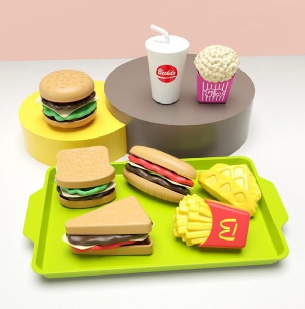 Mainan pretend play fast food, Mainan burger french fries