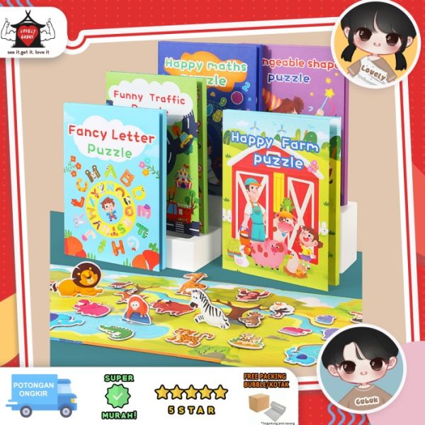 Buku magnet huruf angka animal anak, Fun Magnetic Book