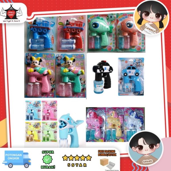 Mainan tembak busa Thomas, Pony, Minnie, Pistol busa sabun, Bubble Gun