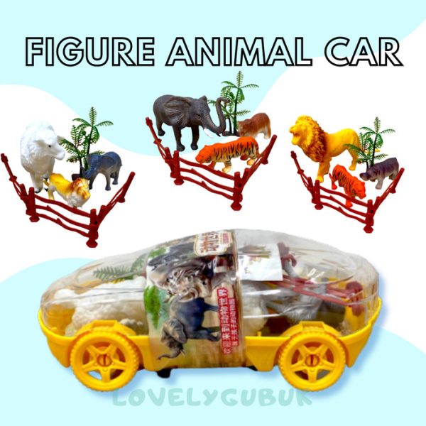 Mainan Animal Jungle Car, Mainan hewan figuran mobil peraga