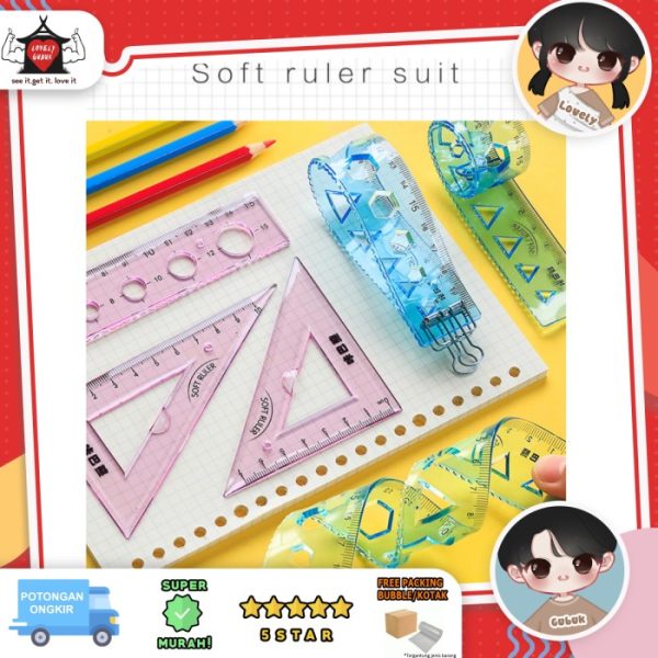 [LOGU] Penggaris lentur, Soft Elastic Ruler, Penggaris set anak