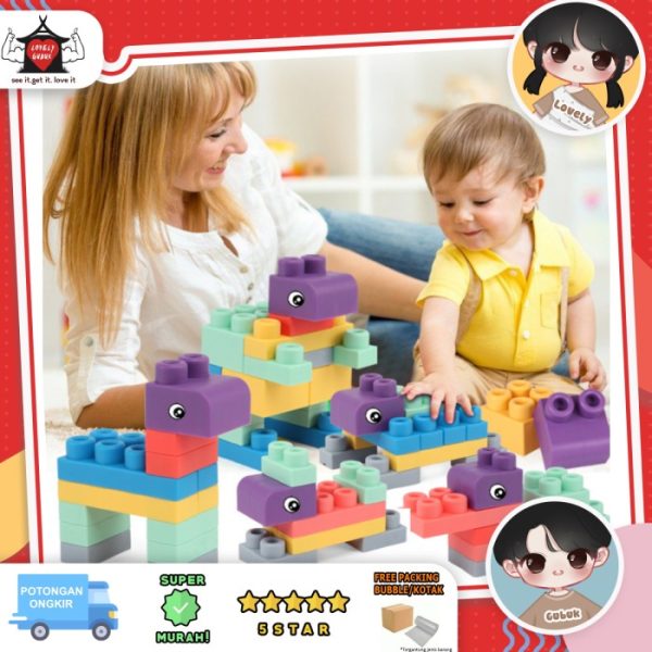 Soft rubber building blocks, Mainan lego lentur bayi, Mainan bayi gigi